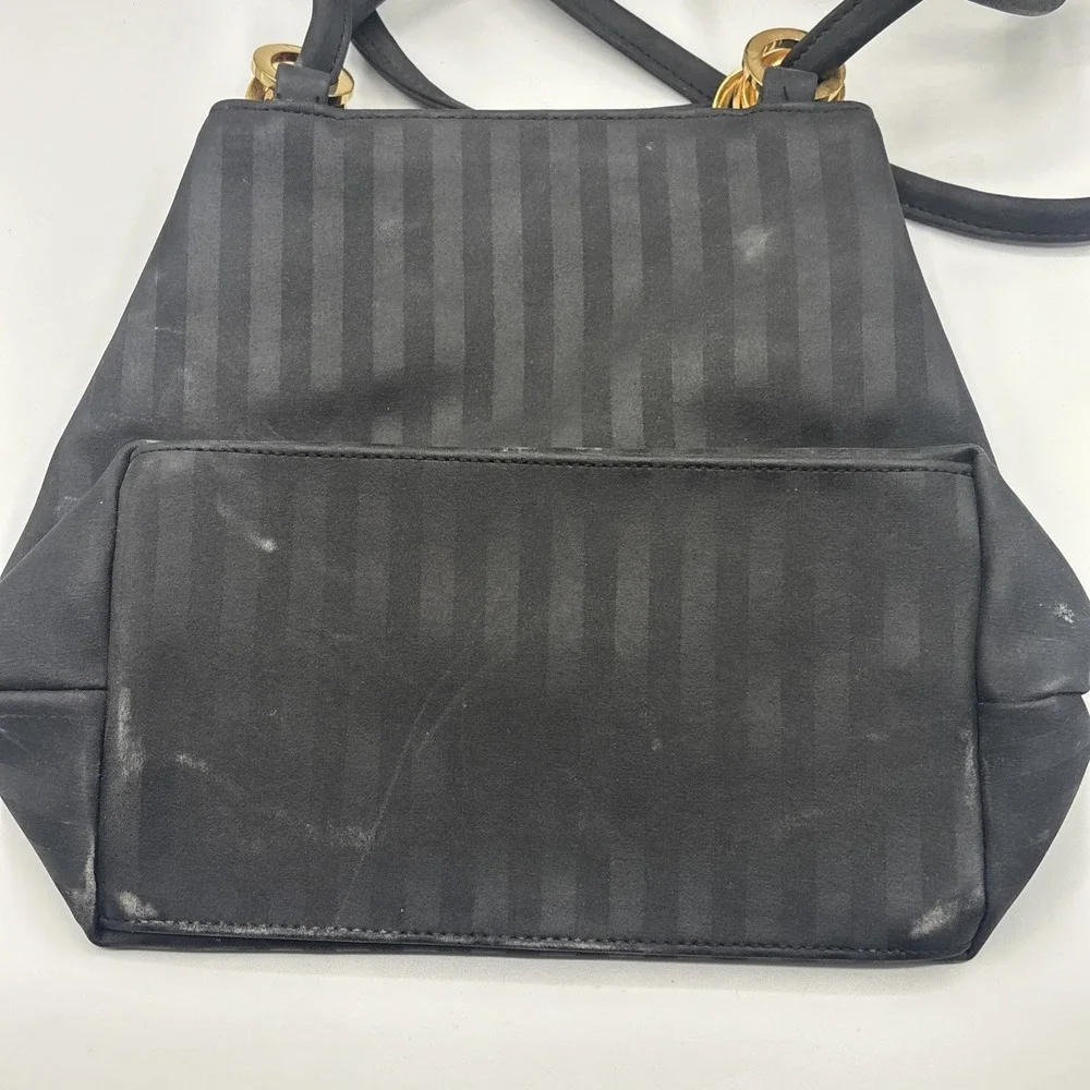 Nine‎ West Black Embossed Striped Backpack/Purse